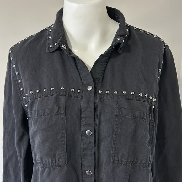 RAILS Bowie Black Button Down Shirt Dress Jacket Pockets Sz S - Picture 5 of 16